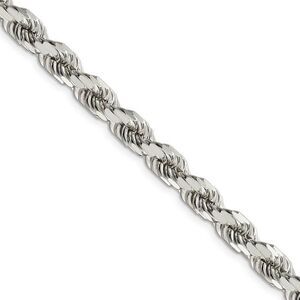 Men's 7mm Sterling Silver D/C 8 Sided Solid Rope Chain Necklace, 26in